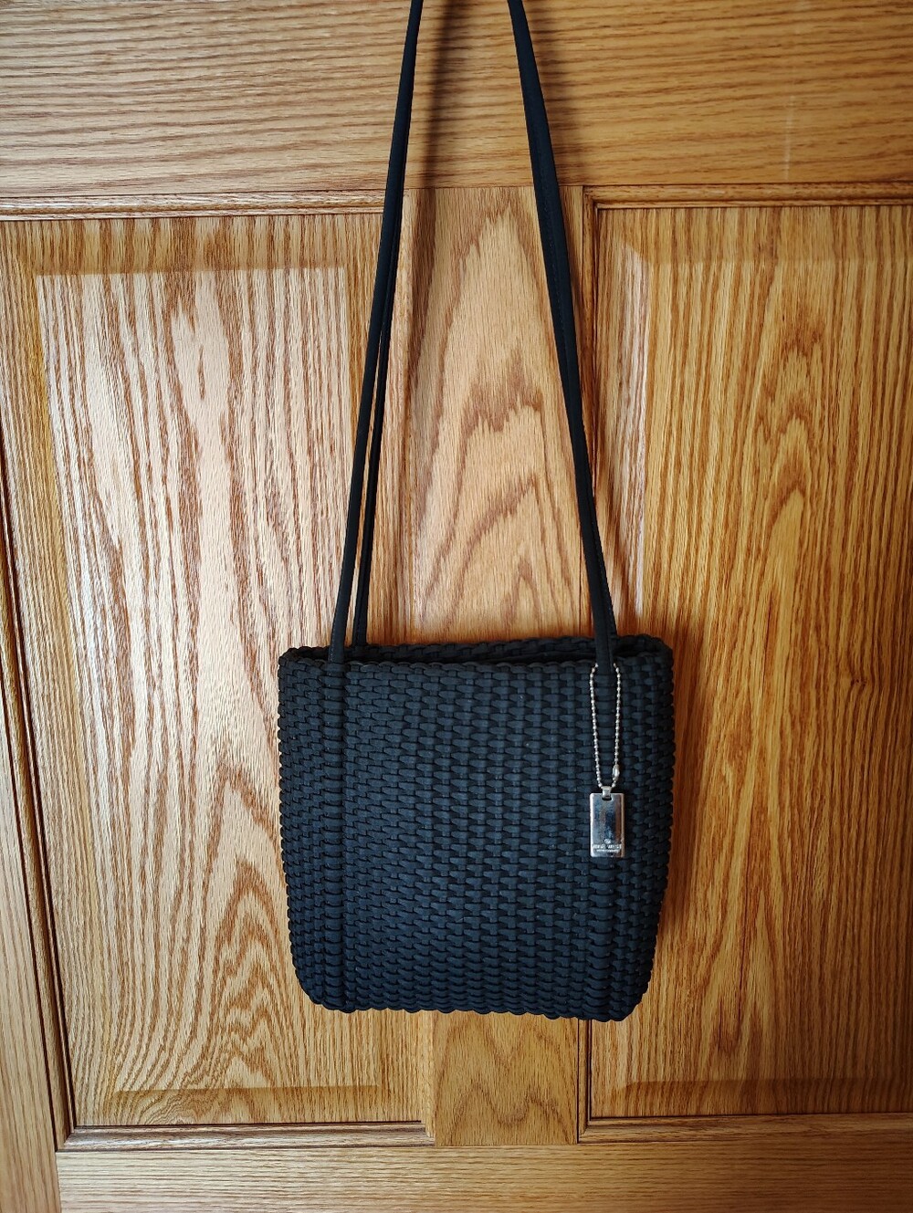 9 West Black Woven Shoulder Bag